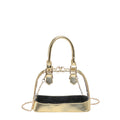 Metallic Gold Trim Clear Mini Dome Handbag, Transparent PVC Chain Crossbody Bag, Women Trendy Top Handle Purse