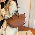Women Drawstring Side Tote Bag, Contrast Stitch Soft Faux Leather Large Capacity Commute Shoulder Bag