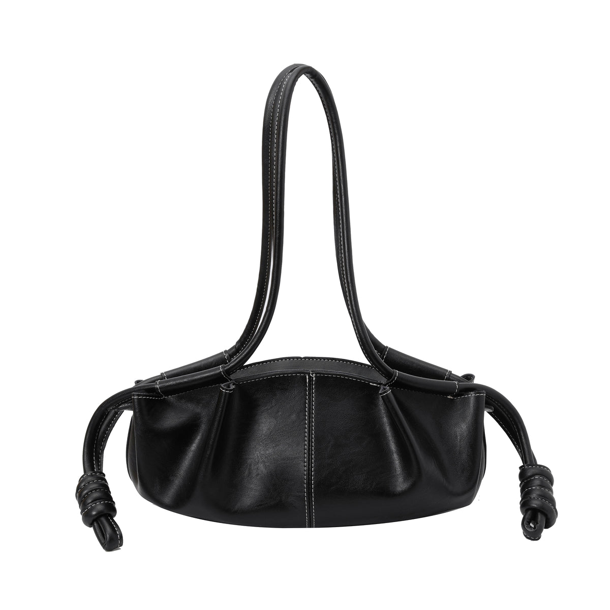 Vintage Soft Pleated Cloud Shoulder Bag, Knotted Side Strap Casual Underarm Hobo Handbag for Women Daily Commute