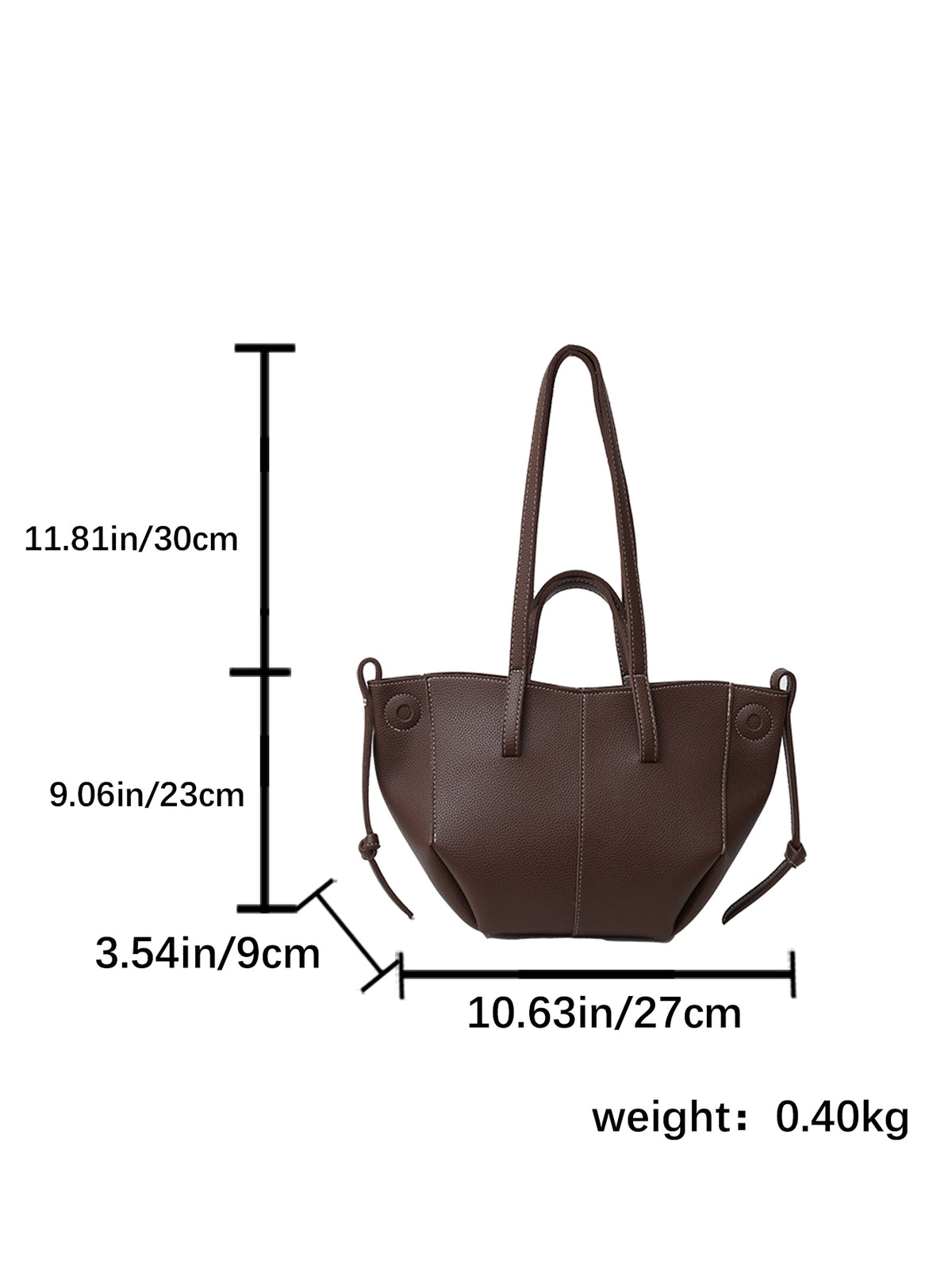 Women Drawstring Side Tote Bag, Contrast Stitch Soft Faux Leather Large Capacity Commute Shoulder Bag