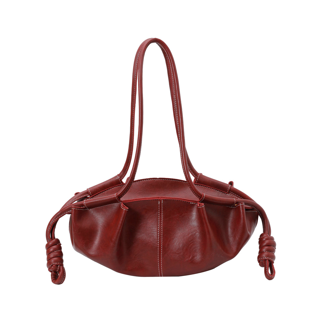 Vintage Soft Pleated Cloud Shoulder Bag, Knotted Side Strap Casual Underarm Hobo Handbag for Women Daily Commute
