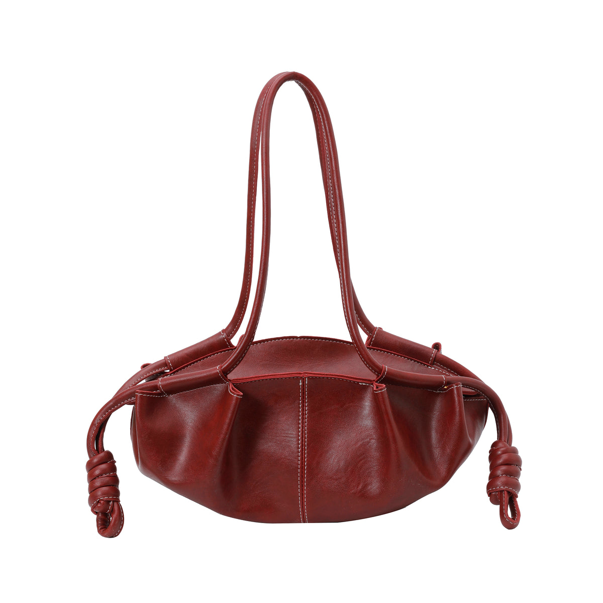 Vintage Soft Pleated Cloud Shoulder Bag, Knotted Side Strap Casual Underarm Hobo Handbag for Women Daily Commute