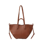 Women Drawstring Side Tote Bag, Contrast Stitch Soft Faux Leather Large Capacity Commute Shoulder Bag