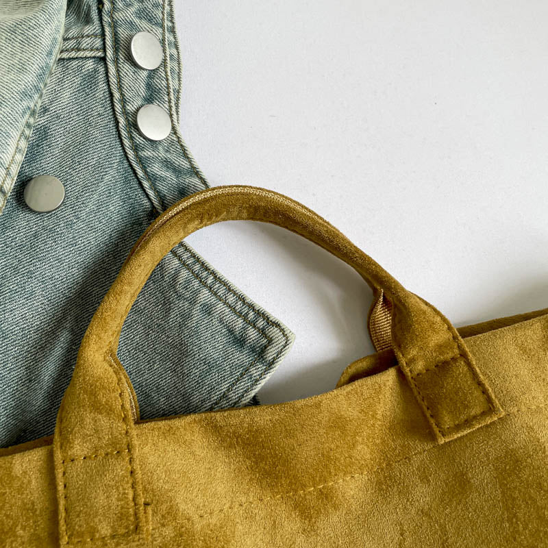 Vintage Large Capacity Suede Leather Bag, New Fashion Handbag, Versatile Commuter Women's Tote Bag