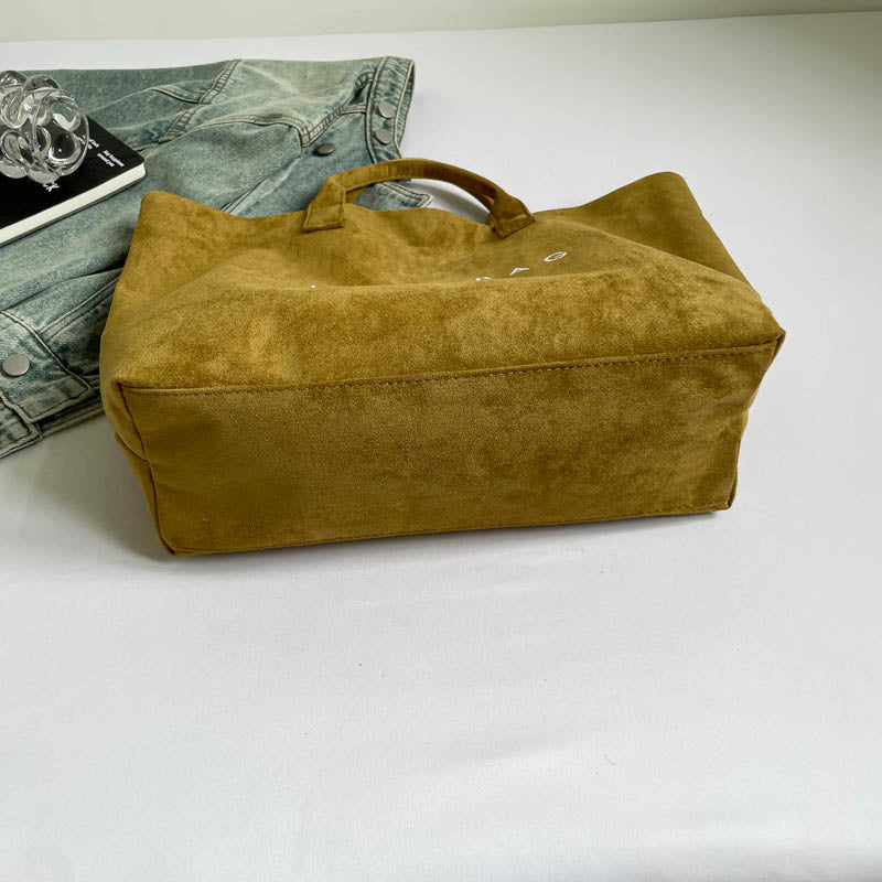 Vintage Large Capacity Suede Leather Bag, New Fashion Handbag, Versatile Commuter Women's Tote Bag