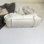 White Y2K Multi-Pocket Hobo Shoulder Bag, Large Capacity Utility Buckle Tote Bag for Women, Casual Daily Crossbody Handbag
