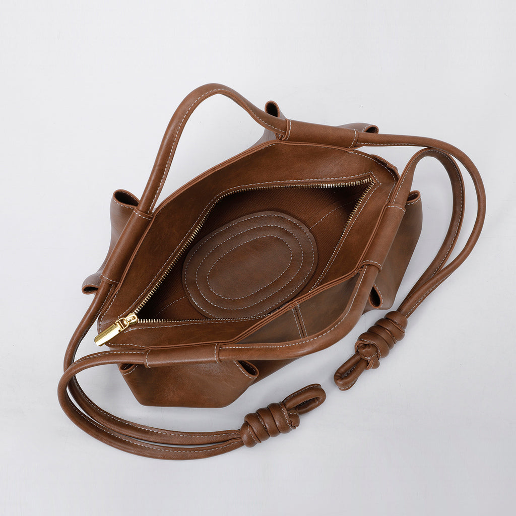 Vintage Soft Pleated Cloud Shoulder Bag, Knotted Side Strap Casual Underarm Hobo Handbag for Women Daily Commute