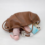 Vintage Soft Pleated Cloud Shoulder Bag, Knotted Side Strap Casual Underarm Hobo Handbag for Women Daily Commute
