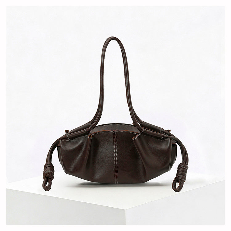 Vintage Soft Pleated Cloud Shoulder Bag, Knotted Side Strap Casual Underarm Hobo Handbag for Women Daily Commute